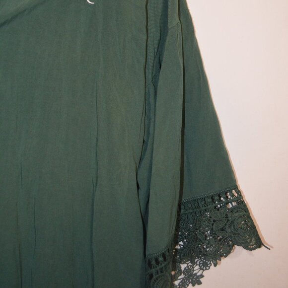 Home wear Wrap Rob Dark Green Lace Bottoms and Sleeves Embroidered A Cardigan M - Picture 5 of 8